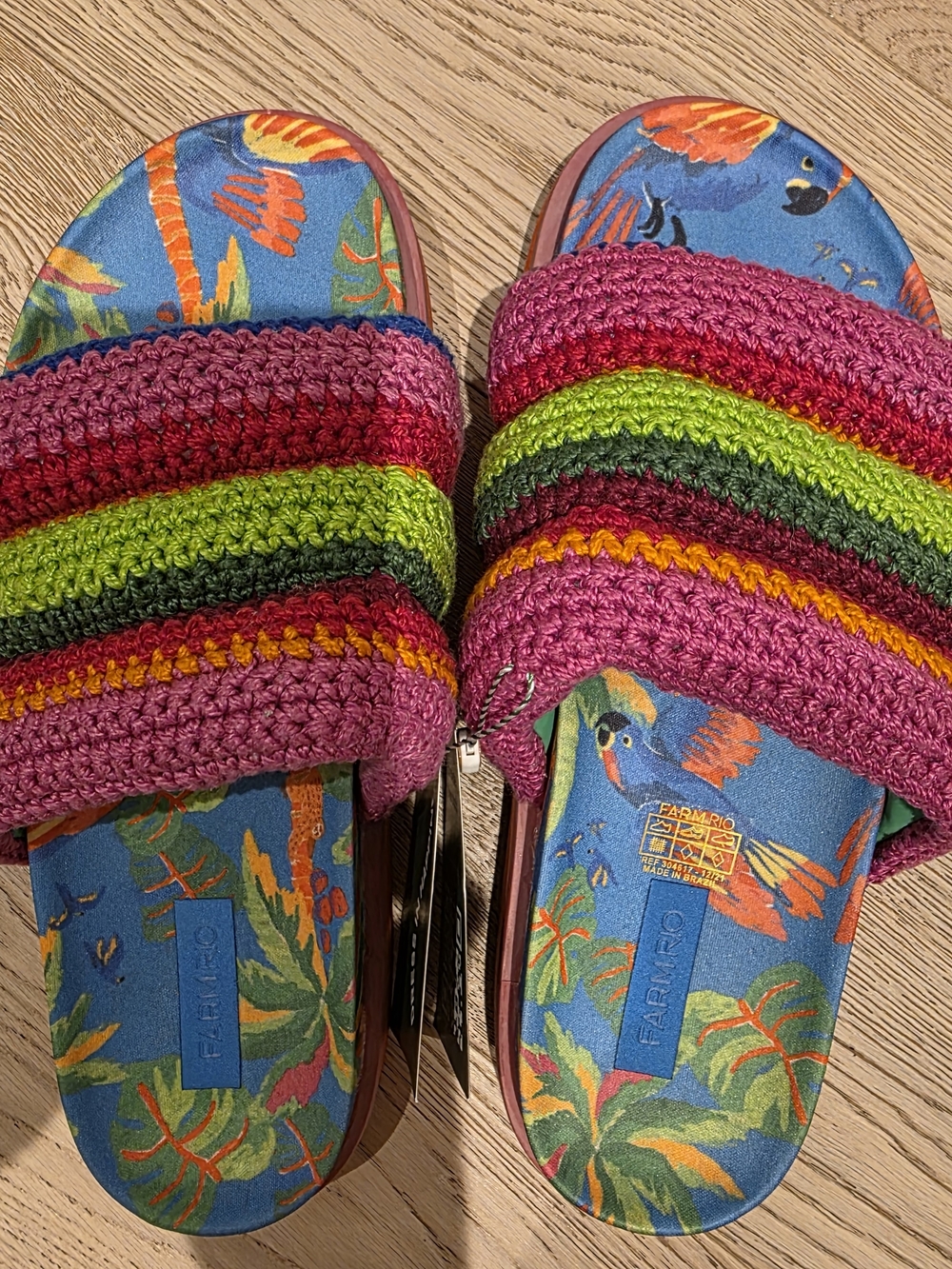 FARM Rio Colorful Crochet Strap Slide Sandals - Multi Color Size 41 11US - Picture 2 of 7